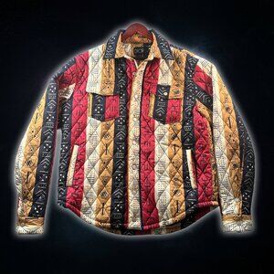 Diop Tribal Print Quilted Men’s Jacket Geometric Art To Wear Size XL EUC